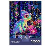 Rompecabezas De 1000 Piezas para Adultos Chameleon and Ladybug in A Magical Forest Rompecabezas Juego Familiar para La Diversión Familiar Oferta como Regalo para Toda La Familia 38x26cm/1000pcs