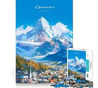 Rompecabezas de 1000 Piezas para Adultos,Chamonix Mont Blanc,Juego de Corte sin Costuras,Juguete para Resolver Problemas,Juego Casual,Escena navideña,Arte (38x52cm)