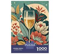 Rompecabezas De 1000 Piezas para Adultos Champagne Floral Illustration Rompecabezas para Adultos Juego De Ingenio Carrera De Velocidad De Manos Regalos para Reducir El Estrés 52x38cm/1000pcs