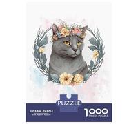 Rompecabezas De 1000 Piezas para Adultos Chartreux Cat Painting Rompecabezas para Adultos Juguetes Antiestrés Decoración Perfecta Cumpleaños Y Navidad 52x38cm/1000pcs