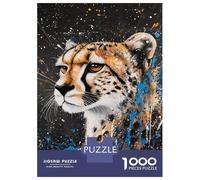 Rompecabezas De 1000 Piezas para Adultos Cheetah Splatter Art Rompecabezas para Adultos Juguetes Antiestrés Difícil Difícil Y Desafiante 52x38cm/1000pcs