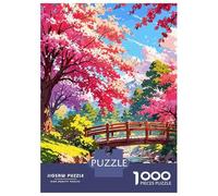 Rompecabezas De 1000 Piezas para Adultos Cherry Blossom Bridge Landscape Rompecabezas para Adolescentes Juguetes De Bricolaje Desafío Difícil Juego Desafiante Regalos 52x38cm/1000pcs