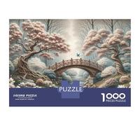 Rompecabezas De 1000 Piezas para Adultos Cherry Blossom Bridge Serenity Rompecabezas para Adultos Juegos Familiares Una Obra De Arte Ayuda A Ejercitar El Cerebro 70x50cm/1000pcs