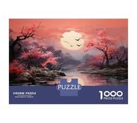 Rompecabezas De 1000 Piezas para Adultos Cherry Blossom Sunset Landscape-4 Rompecabezas para Adultos Juego De Ingenio para La Diversión Familiar Cumpleaños 38x26cm/1000pcs
