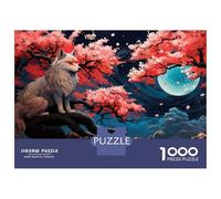 Rompecabezas De 1000 Piezas para Adultos Cherry Blossom Wolf Animal Rompecabezas Juego De Ingenio Carrera De Velocidad De Manos Interacción Entre Padres E Hijos 70x50cm/1000pcs