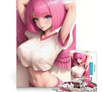 Rompecabezas de 1000 Piezas para Adultos Chica ángel de Pelo Rosa Estilo Anime Juego Educativo Mejora la Memoria cumpleaños y Navidad 50x75cm