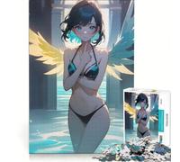 Rompecabezas de 1000 Piezas para Adultos: Chica Anime ángel, decoración de Pared, decoración Perfecta, cumpleaños y Navidad 38x26cm