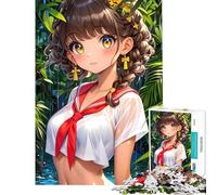 Rompecabezas de 1000 Piezas para Adultos Chica Anime bajo la Lluvia Lindo Juego Familiar Juguete desafiante Excelentes Regalos y Juguetes antiestrés (Tamaño 38x52cm)