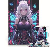 Rompecabezas de 1000 Piezas para Adultos: Chica Anime con alas de Mariposa Juego práctico para ejercitar la Mente y Las Manos Cada Pieza es única 38x52cm
