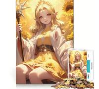 Rompecabezas de 1000 Piezas para Adultos Chica Anime con bastón en un Campo de Girasoles Arte de Corte preciso Juego de ingenio Diversión para el Tiempo Libre Regalo Ideal para cumpleaños (38x52cm)