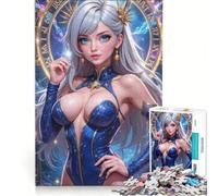 Rompecabezas de 1000 Piezas para Adultos: Chica Anime con Fondo de Reloj Celestial, Juguetes para armar, interacción Entre Padres e Hijos, fortalece el Amor Entre Parejas 38x26cm