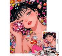 Rompecabezas de 1000 Piezas para Adultos Chica Anime con Joyas Juego práctico antiestrés Juguetes de decoración para el hogar Que fomenta el Amor Entre Parejas (38x52cm)