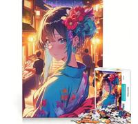 Rompecabezas de 1000 Piezas para Adultos: Chica Anime con Kimono en una Calle de Tokio, Juguetes para armar, interacción Entre Padres e Hijos, fortalece el Amor Entre Parejas 38x52cm