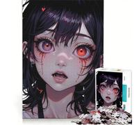 Rompecabezas de 1000 Piezas para Adultos: Chica Anime con lágrimas de Sangre, Juguetes para armar, interacción Entre Padres e Hijos, fortalece el Amor Entre Parejas 50x75cm