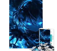 Rompecabezas de 1000 Piezas para Adultos Chica Anime con Llamas Azules Juegos relajantes educativos desafiantes Amigo Invisible análisis y lógica (tamaño 38x26cm)