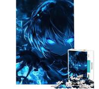 Rompecabezas de 1000 Piezas para Adultos Chica Anime con Llamas Azules Juguete Educativo Juego Familiar Decoración Perfecta Regalo de cumpleaños (tamaño 38x52cm)