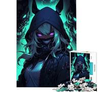 Rompecabezas de 1000 Piezas para Adultos Chica Anime con máscaras de Demonio Juegos Familiares Juego desafiante Juguetes Excelentes Regalos y Juguetes antiestrés (Tamaño 38x52cm)