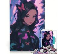 Rompecabezas de 1000 Piezas para Adultos, Chica Anime con Motivos de Mariposas, Juego de ingenio, antiestrés, Cada Pieza es única 50x75cm
