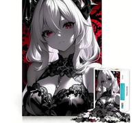 Rompecabezas de 1000 Piezas para Adultos Chica Anime con Ojos Rojos,Arte de Corte preciso,Juego para ejercitar la Mente,diversión y Regalo de cumpleaños (50x75cm)