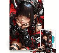 Rompecabezas de 1000 Piezas para Adultos Chica Anime con Ojos Rojos,Waifu,Arte de Corte preciso,Juego de ingenio,diversión para el Tiempo Libre,Regalo de cumpleaños (38x52cm)