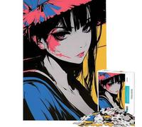 Rompecabezas de 1000 Piezas para Adultos Chica Anime con Rosa y Azul desafío de Inteligencia Cerebral Juguetes adictivos Juegos Familiares difícil Regalos de Amigo Invisible (tamaño 75x50cm)
