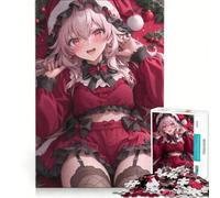 Rompecabezas de 1000 Piezas para Adultos: Chica Anime con Traje navideño, Juegos Familiares, desafiante para completar, Que fomenta el Amor Entre Parejas 38x26cm