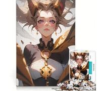 Rompecabezas de 1000 Piezas para Adultos Chica Anime de Cabello Rubio, decoración de Pared, Ideal para la diversión Familiar, Regalo de cumpleaños o para Viajes 38x52cm
