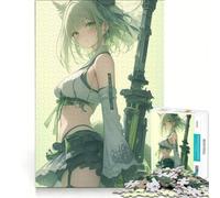 Rompecabezas de 1000 Piezas para Adultos Chica Anime de Pelo Verde con Arma Juego Educativo, de dificultad Alta, Ideal para cumpleaños 38x26cm