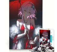 Rompecabezas de 1000 Piezas para Adultos: Chica Anime Elegante con Paraguas Rojo, decoración de Pared, decoración Perfecta, cumpleaños y Navidad 38x52cm