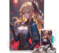 Rompecabezas de 1000 Piezas para Adultos, Chica Anime en Azul y Dorado, Juegos educativos, decoración del hogar, colección de Artistas, Bellas Artes 38x52cm