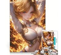 Rompecabezas de 1000 Piezas para Adultos: Chica Anime en Llamas, Juguete Educativo, interacción Entre Padres e Hijos, cumpleaños y Navidad 38x26cm