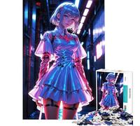 Rompecabezas de 1000 Piezas para Adultos Chica Anime neón rococó Actividades Divertidas en casa Regalos para Mujeres Juegos Divertidos para Mayores de 14 años (38x52cm)
