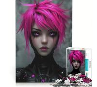 Rompecabezas de 1000 Piezas para Adultos: Chica cíborg de Anime, Juegos educativos, Carrera de Velocidad Manual, Toda la Familia 38x52cm