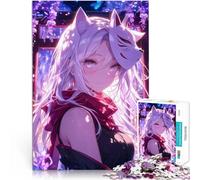 Rompecabezas de 1000 Piezas para Adultos Chica con máscara de Zorro Sereno Alivio del estrés Colección de Artistas, Bellas Artes 52x38cm