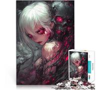 Rompecabezas de 1000 Piezas para Adultos Chica de Anime con Calavera Juego Intelectual Cada Pieza es única: un desafiante y Divertido Juego Familiar 38x26cm