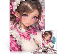 Rompecabezas de 1000 Piezas para Adultos Chica de Anime con Lazo Rosa Juego desafiante con Piezas de Formas aleatorias Que se entrelazan Completamente 38x26cm