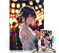 Rompecabezas de 1000 Piezas para Adultos Chica de Anime en Kimono Juego desafiante y Juego Familiar Regalo de Obra de Arte 50x70cm