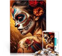 Rompecabezas de 1000 Piezas para Adultos Chica del Día de los Muertos Hecho de cartón para Mayores de 14 años Juego Educativo de Aprendizaje Mejorar el Amor Entre Parejas tamaño:38x52cm