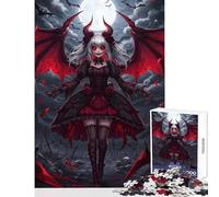 Rompecabezas de 1000 Piezas para Adultos Chica Diablo gótica con alas Rojas Juguetes antiestrés Regalos de cumpleaños para Juegos educativos Adecuado para decoración de Escritorio tamaño 38x26cm