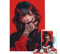 Rompecabezas de 1000 Piezas para Adultos Chica Diablo Roja Arte Digital Juguete Juego Intelectual Juego de lógica y análisis Excelentes Regalos y Juguetes (tamaño 38x52cm)