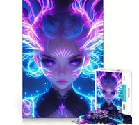 Rompecabezas de 1000 Piezas para Adultos Chica espíritu de Anime neón Celestial,Arte de Corte nítido,desafío Mental,Juego Divertido para Pasar el rato,Regalo de cumpleaños (38x52cm)