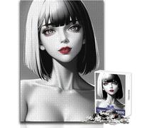 Rompecabezas de 1000 Piezas para Adultos: Chica Guapa con Labios Rojos, Rompecabezas Familiar, Divertido y Divertido Juguete Educativo, tamaño 38x26cm