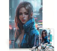 Rompecabezas de 1000 Piezas para Adultos: Chica Hermosa Estilo Cyberpunk, Juguetes para armar, Mejora la Memoria, cumpleaños y Navidad 38x26cm