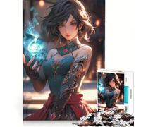 Rompecabezas de 1000 Piezas para Adultos Chica Maga lanzando un Hechizo Juguete Educativo para Relajarse intelectualmente Gran Regalo para los Amantes de los Videojuegos 38x26cm