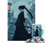 Rompecabezas de 1000 Piezas para Adultos Chica samurái bajo la Lluvia Diversión en casa Ideal para Pasar el Tiempo Durante Las Vacaciones Juego de ingenio Apto para Mayores de 14 años (50x75cm)