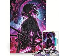 Rompecabezas de 1000 Piezas para Adultos: Chica samurái de Anime con dragón Juego práctico para ejercitar la Mente y Las Manos Cada Pieza es única 50x75cm