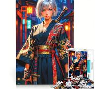 Rompecabezas de 1000 Piezas para Adultos: Chica samurái de Anime con Kimono, Juego práctico para ejercitar la Mente y Las Manos Cada Pieza es única 50x75cm