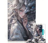 Rompecabezas de 1000 Piezas para Adultos: Chica samurái dragón, Juego de ingenio, decoración Perfecta, cumpleaños y Navidad 50x75cm