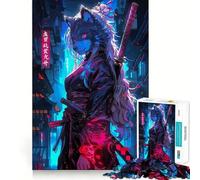 Rompecabezas de 1000 Piezas para Adultos Chica Samurái Lobo,Juego de concentración Mental,Corte láser, Actividad Nocturna Divertida para Toda la Familia (38x52cm)