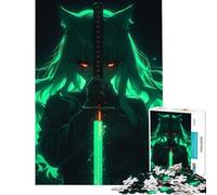 Rompecabezas de 1000 Piezas para Adultos Chica Zorro Katana Neón Juguetes Educativos Regalos Educativos para Mujeres Regalo de Cumpleaños (Tamaño 75x50cm)